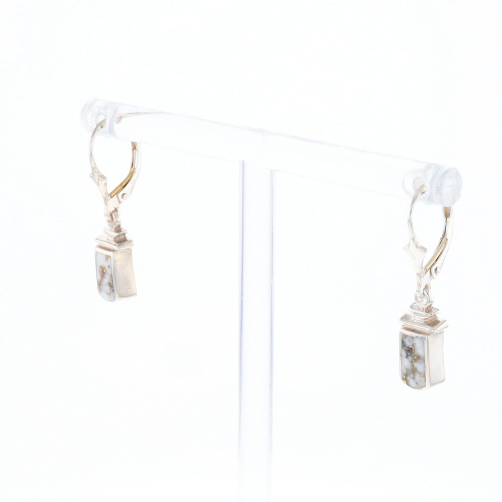 Sterling Silver Gold Quartz Inlaid Earrings - G3