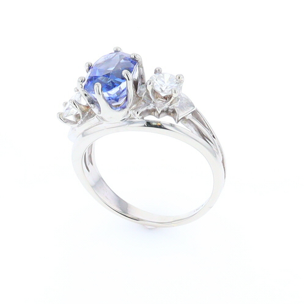 Oval Sapphire Ring with Diamond Side Accents