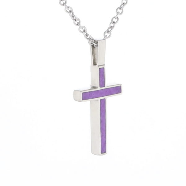 Sugilite 3 Section Inlaid Cross Pendant