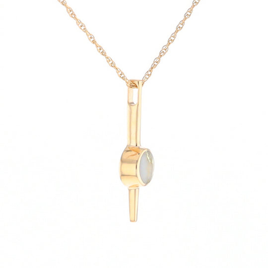 Gold Quartz Necklace Bar Design Round Superior Quality Inlaid Pendant