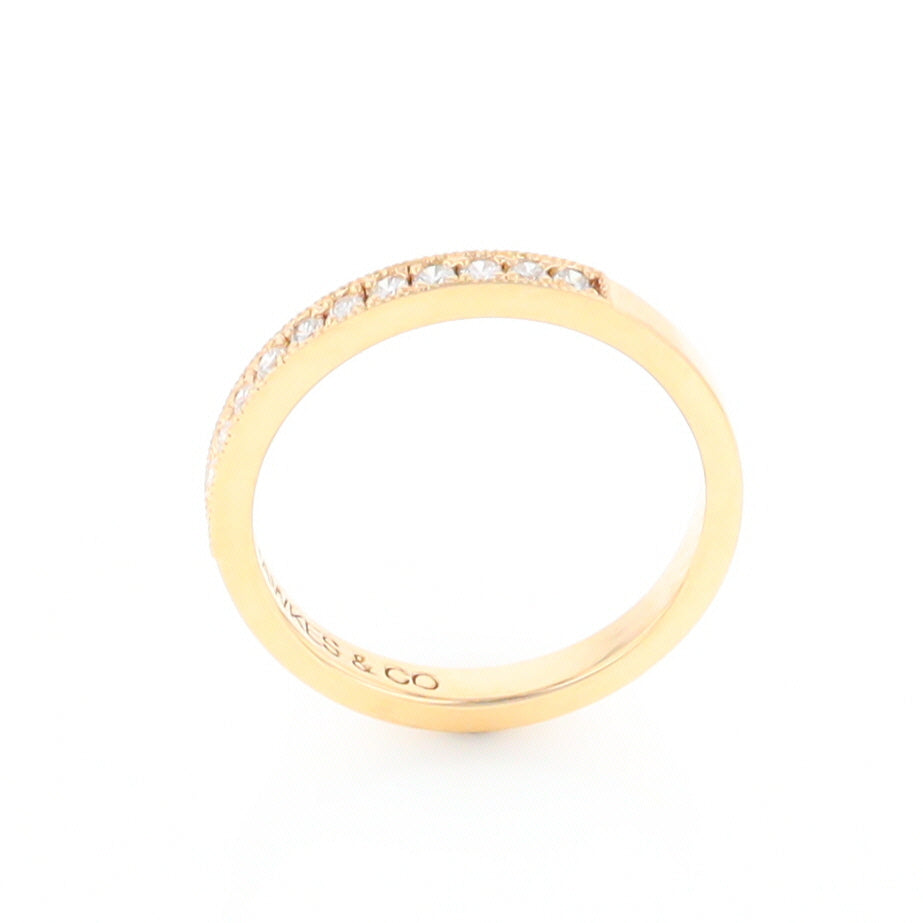 Yellow Gold Milgrain Diamond Wedding Band