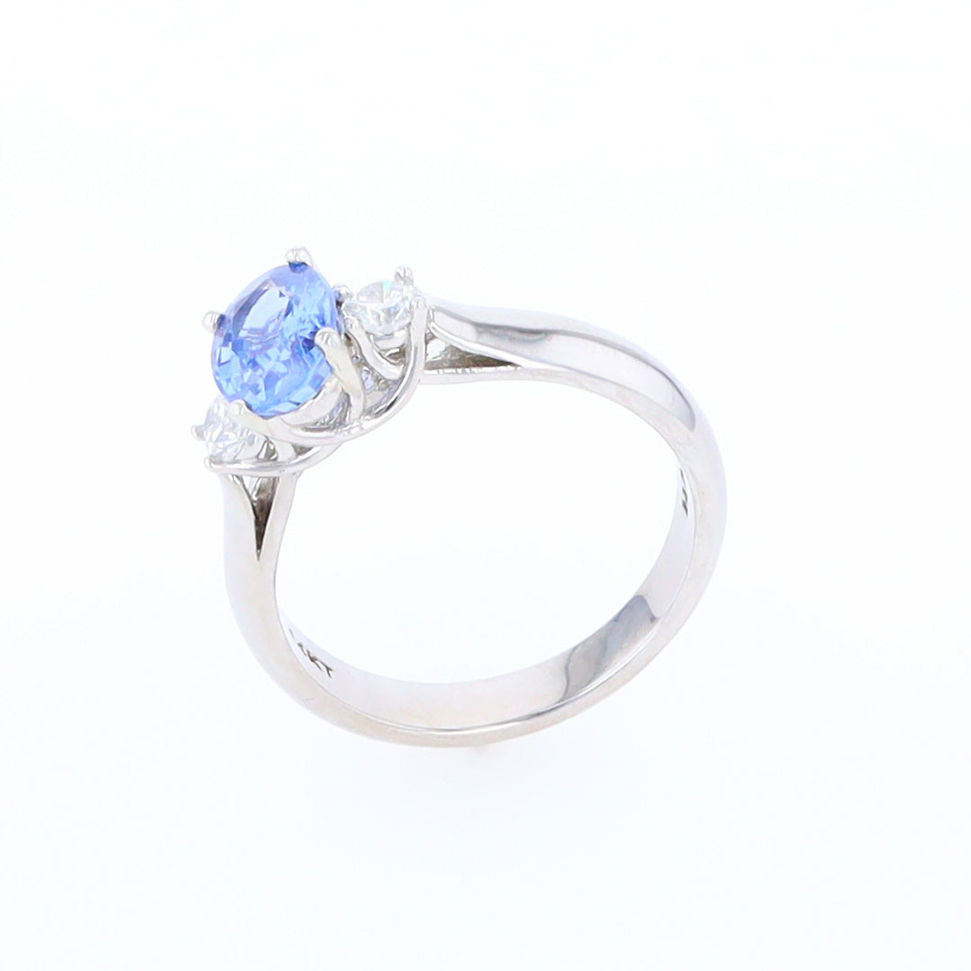 Ceylon Sapphire Three-Stone Trellis Ring