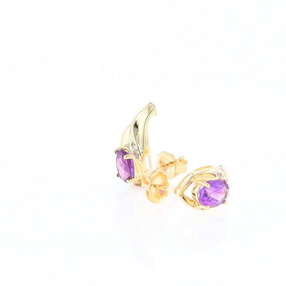 Amethyst and Diamond Pear Shaped Earrings