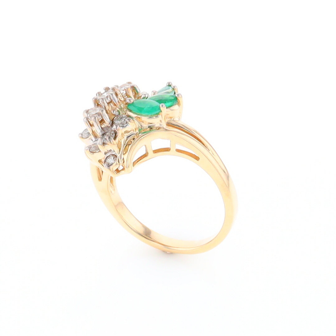 Emerald and Diamond Cluster Ring