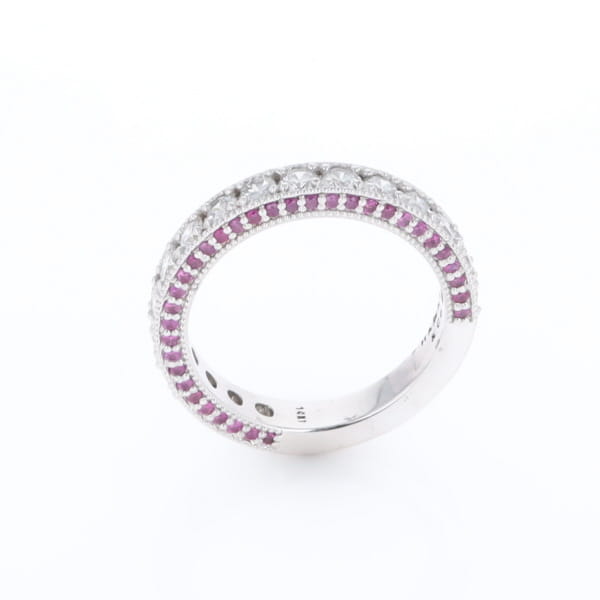 Diamond and Pink Sapphire Wedding Band
