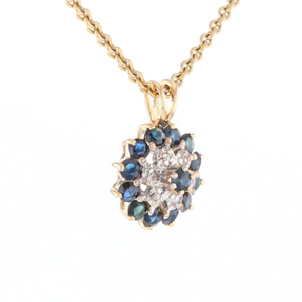 Round Diamond & Sapphire Cluster Pendant