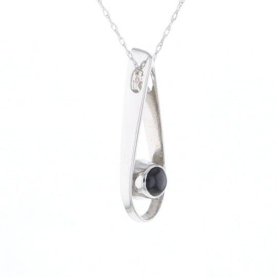 Open Teardrop Round Onyx Inlaid Pendant
