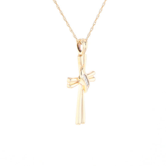 Diamond Crossover Ribbon Cross Pendant