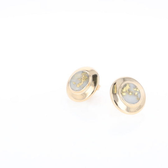 Superior Quality Gold Quartz Inlaid Circle Stud Earrings
