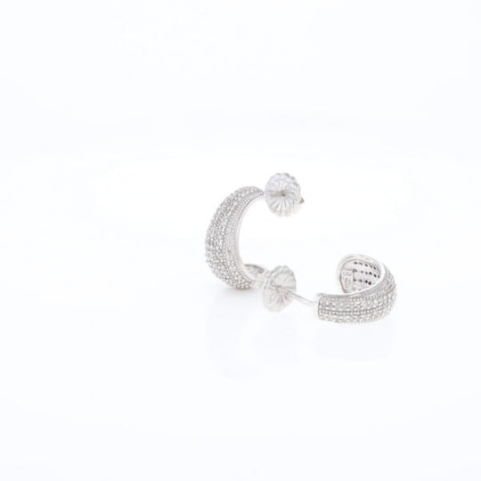 Diamond Half Hoop Stud Earrings