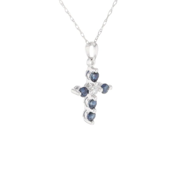 Small Blue Sapphire Cross Pendant