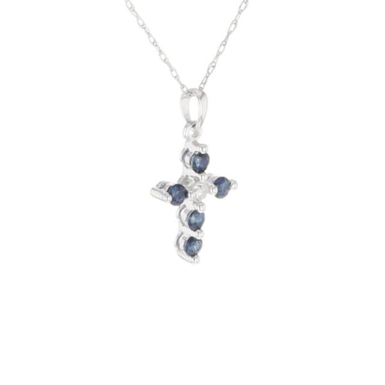 Small Blue Sapphire Cross Pendant