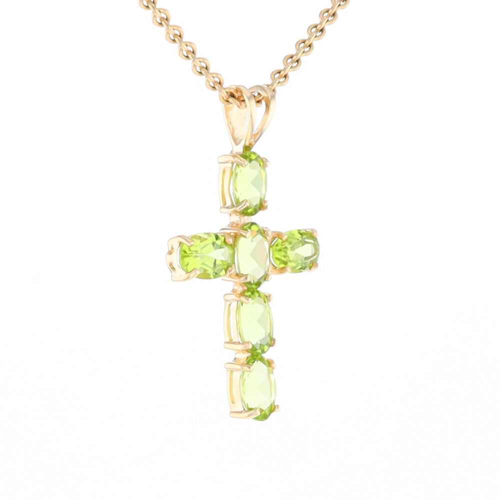 Oval Peridot Cross Pendant