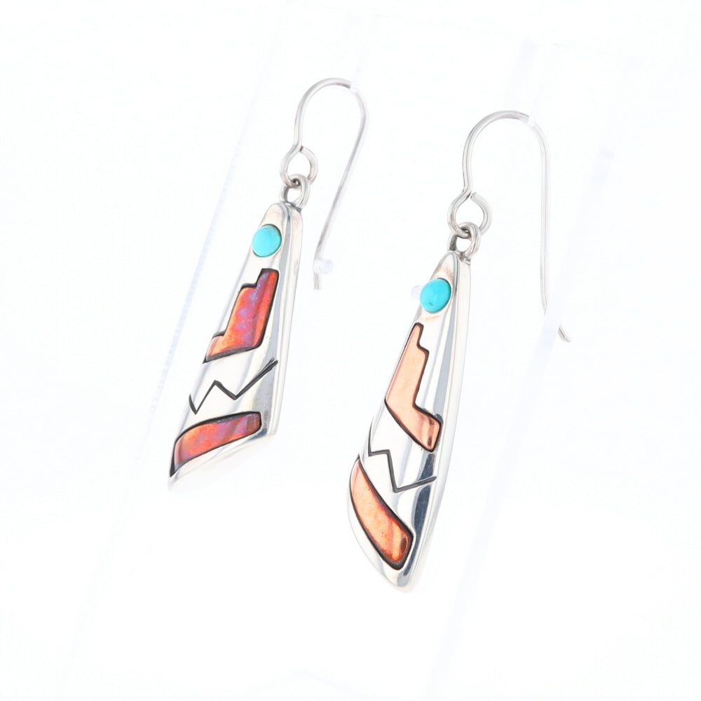 Native Triangle Turquoise Hook Earrings