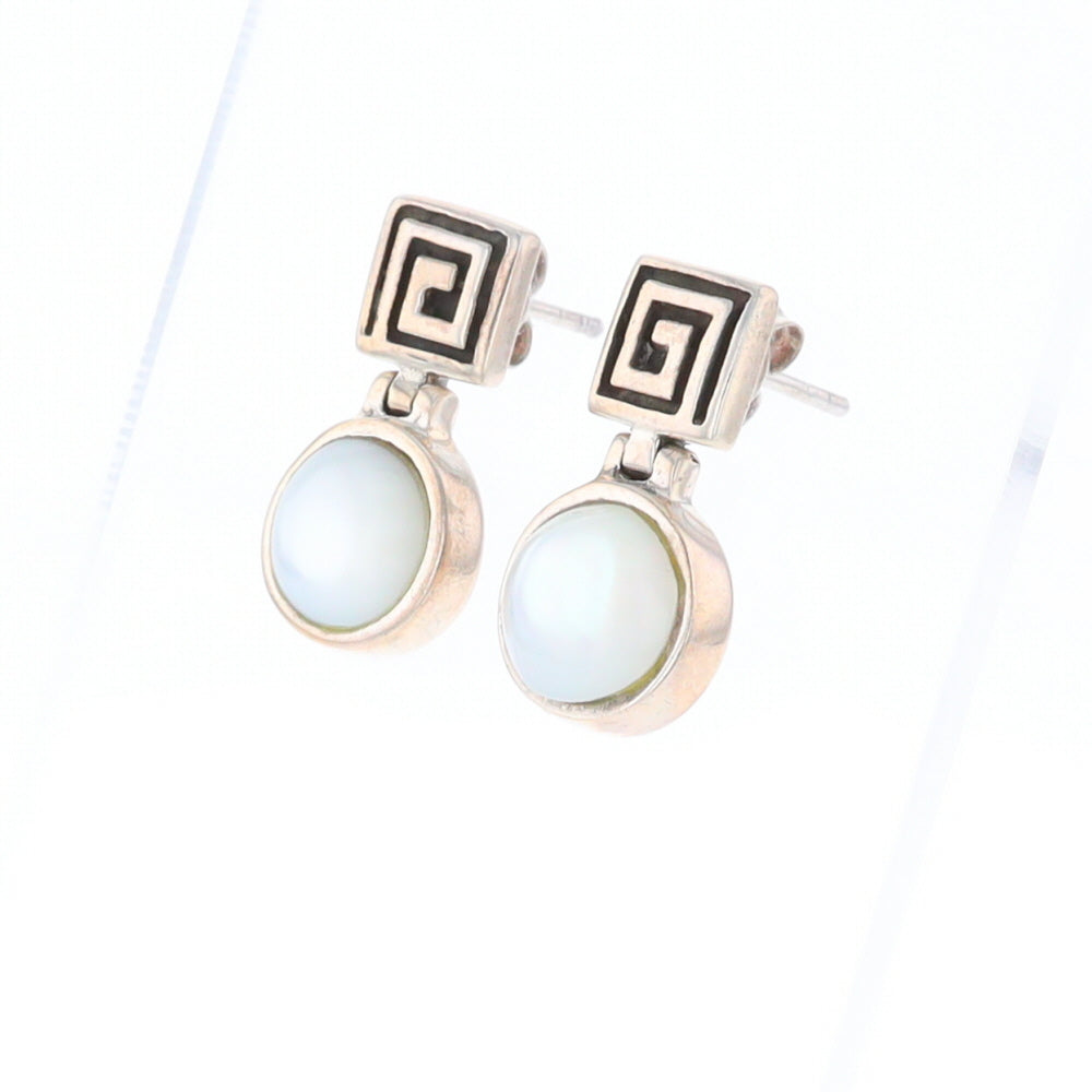 Square Swirl Mother of Pearl Stud Earrings