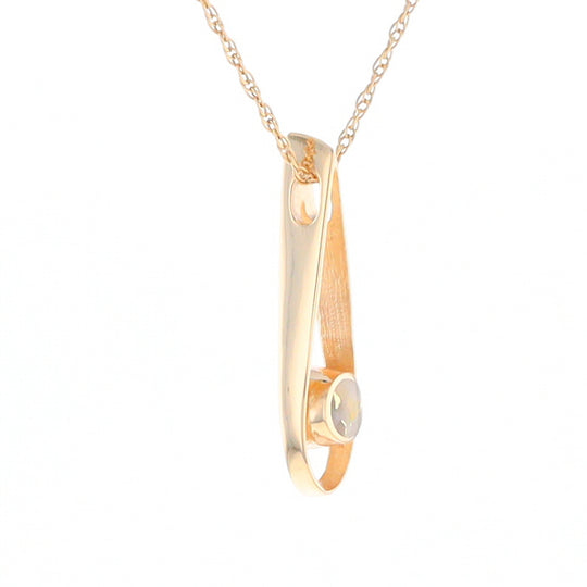 Open Teardrop Round Gold Quartz Inlaid Pendant