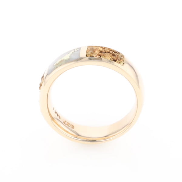 G1 Gold Quartz Ring Inlaid Center Natural Nugget Sides Band