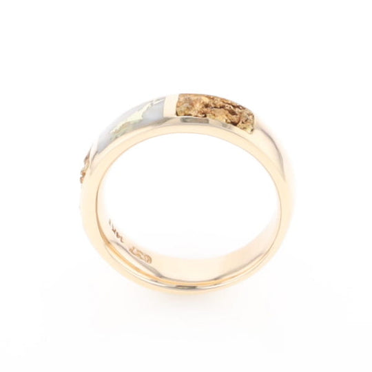 G1 Gold Quartz Ring Inlaid Center Natural Nugget Sides Band