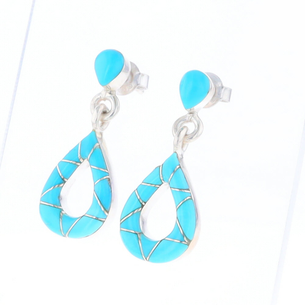 Native American Turquoise Teardrop Earrings