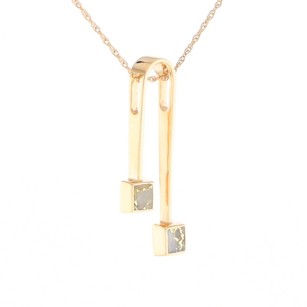 Gold Quartz 2 Square Curved Bar Pendant