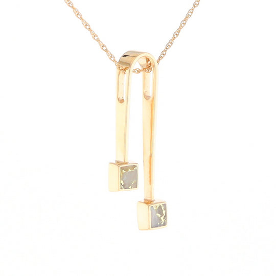 Gold Quartz 2 Square Curved Bar Pendant