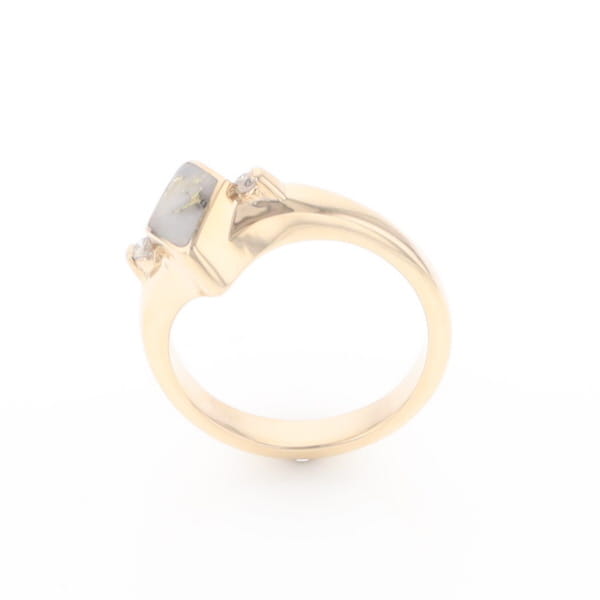 G2 Gold Quartz Ring Diamond Shape Inlaid with 0.05ctw Round Diamonds