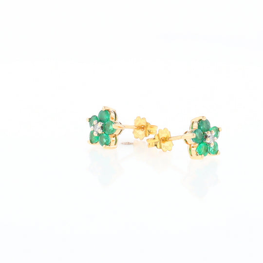 Emerald Flower Stud Earrings