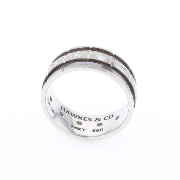 Contemporary Men's Comfort Fit Wedding Band With Diamonds