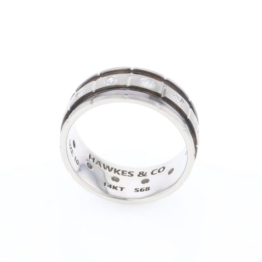 Contemporary Men's Comfort Fit Wedding Band With Diamonds