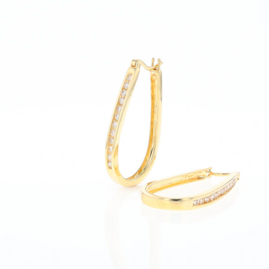 U-Shaped Channel Set Diamond Hoop Earrings