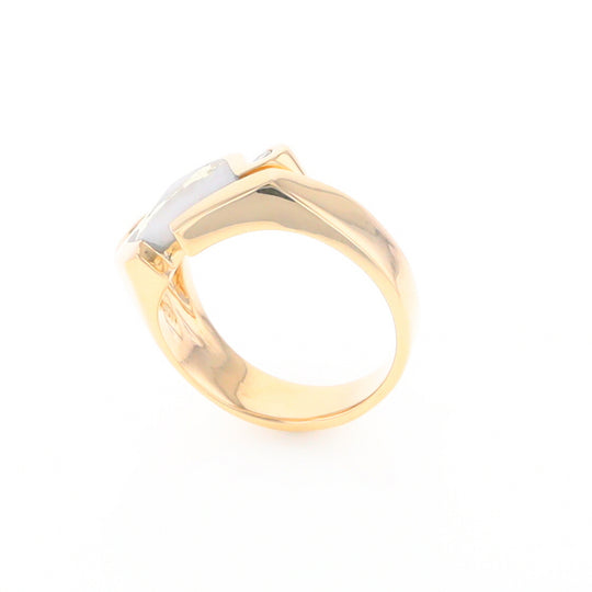 Gold Quartz Ring Geometric Shape Inlaid with 0.30ctw Round Diamonds