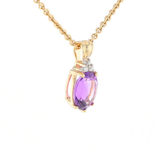 Oval Amethyst Diamond Pendant