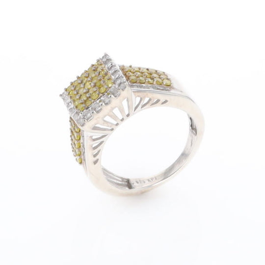 Yellow and White Diamond Filigree Design Ring