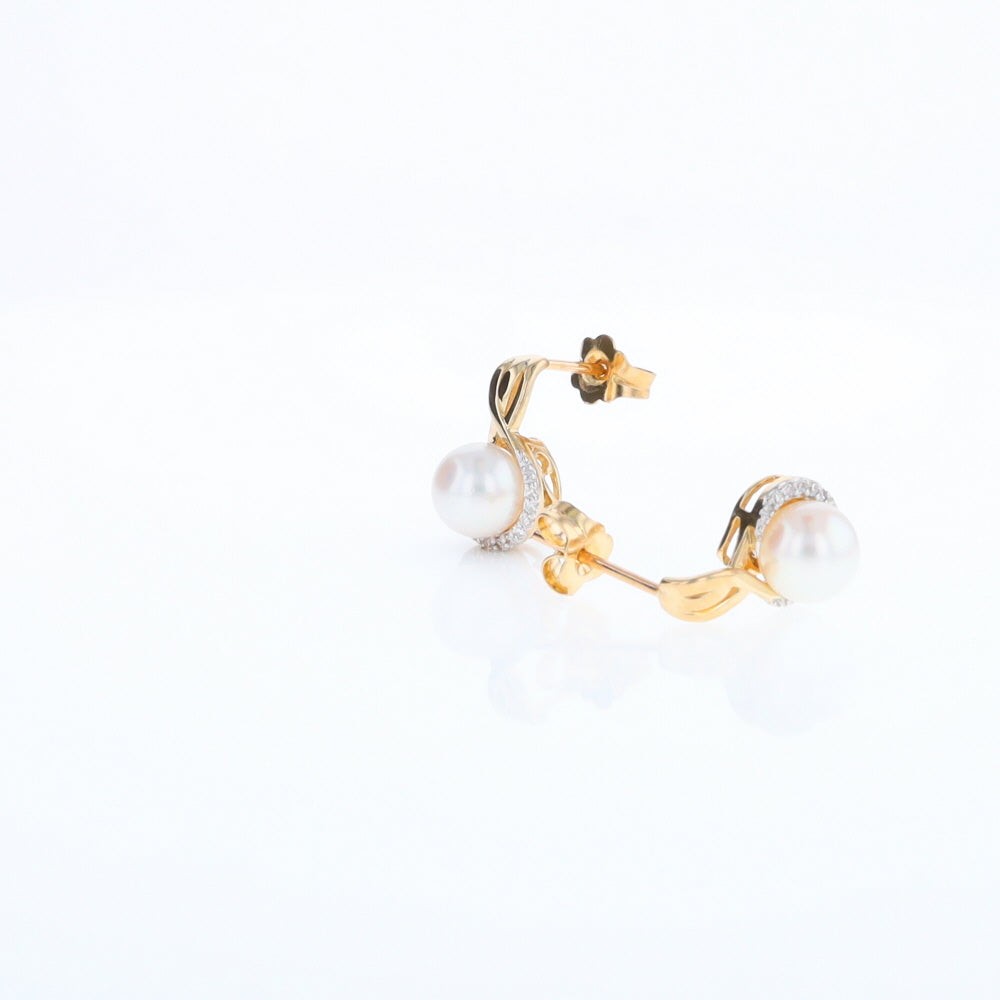 Pearl Drop Earrings with Diamond Halos