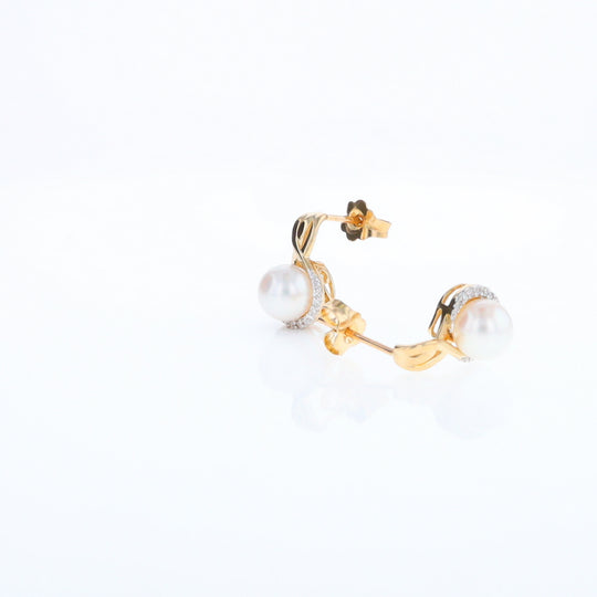 Pearl Drop Earrings with Diamond Halos