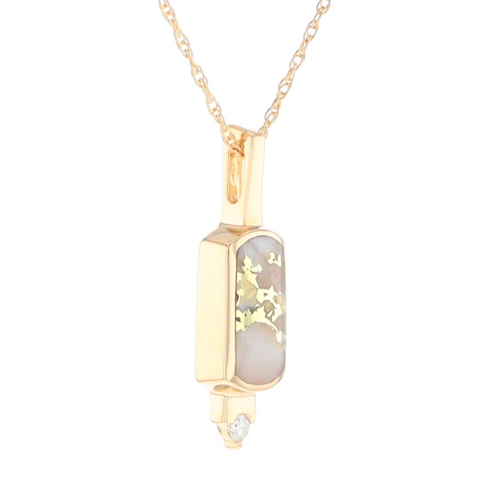 Gold Quartz Pendant with 0.04ctw Diamond Accent