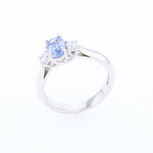 Ceylon Sapphire Three-Stone Trellis Ring