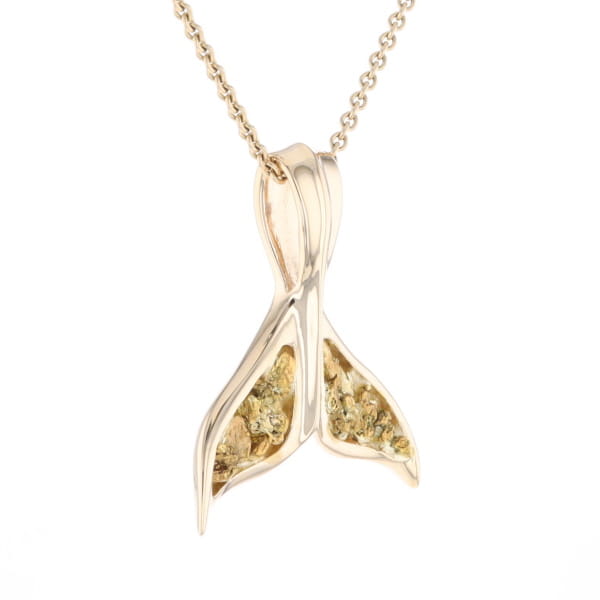 Whale Tail Natural Gold Nuggets Inlaid Pendant XL