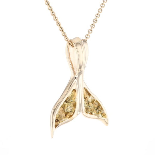 Whale Tail Natural Gold Nuggets Inlaid Pendant XL