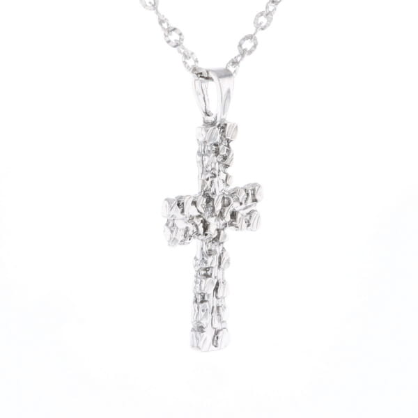Sterling Silver Nugget Pattered Cross Necklace