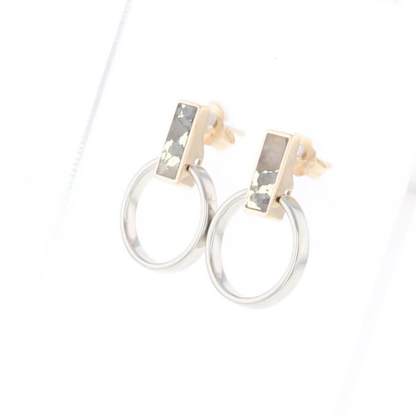 Gold Quartz Rectangle Inlaid Knocker Earrings - G2