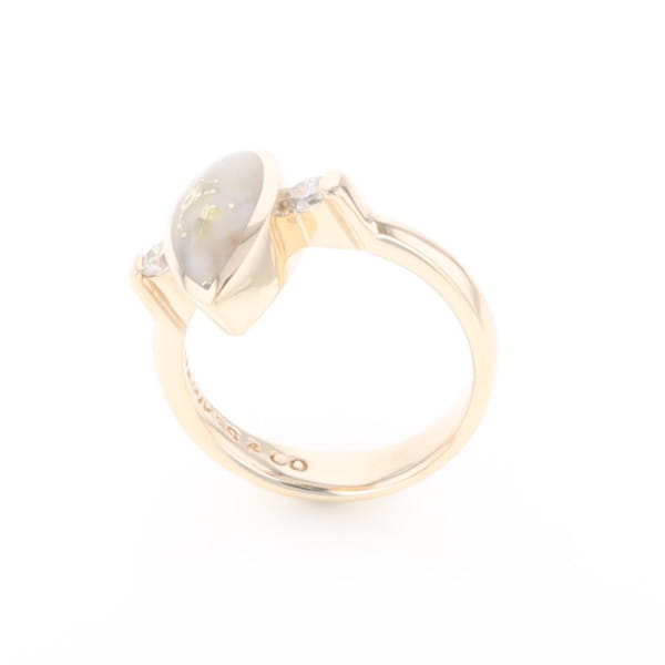 Gold Quartz Ring Pear Shape Inlaid with .18ctw Round Diamonds