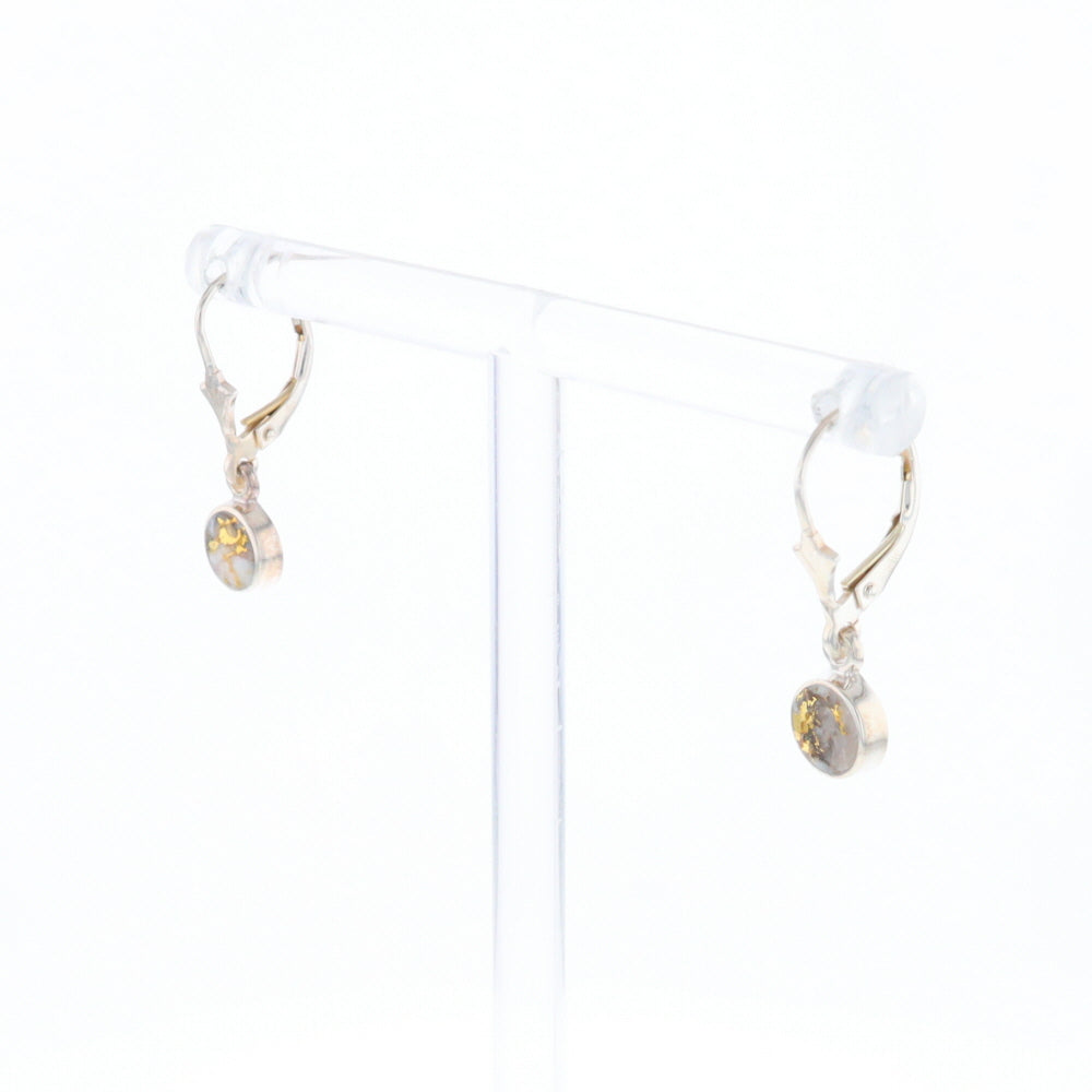 Gold Quartz Inlaid Round Bezel Earrings