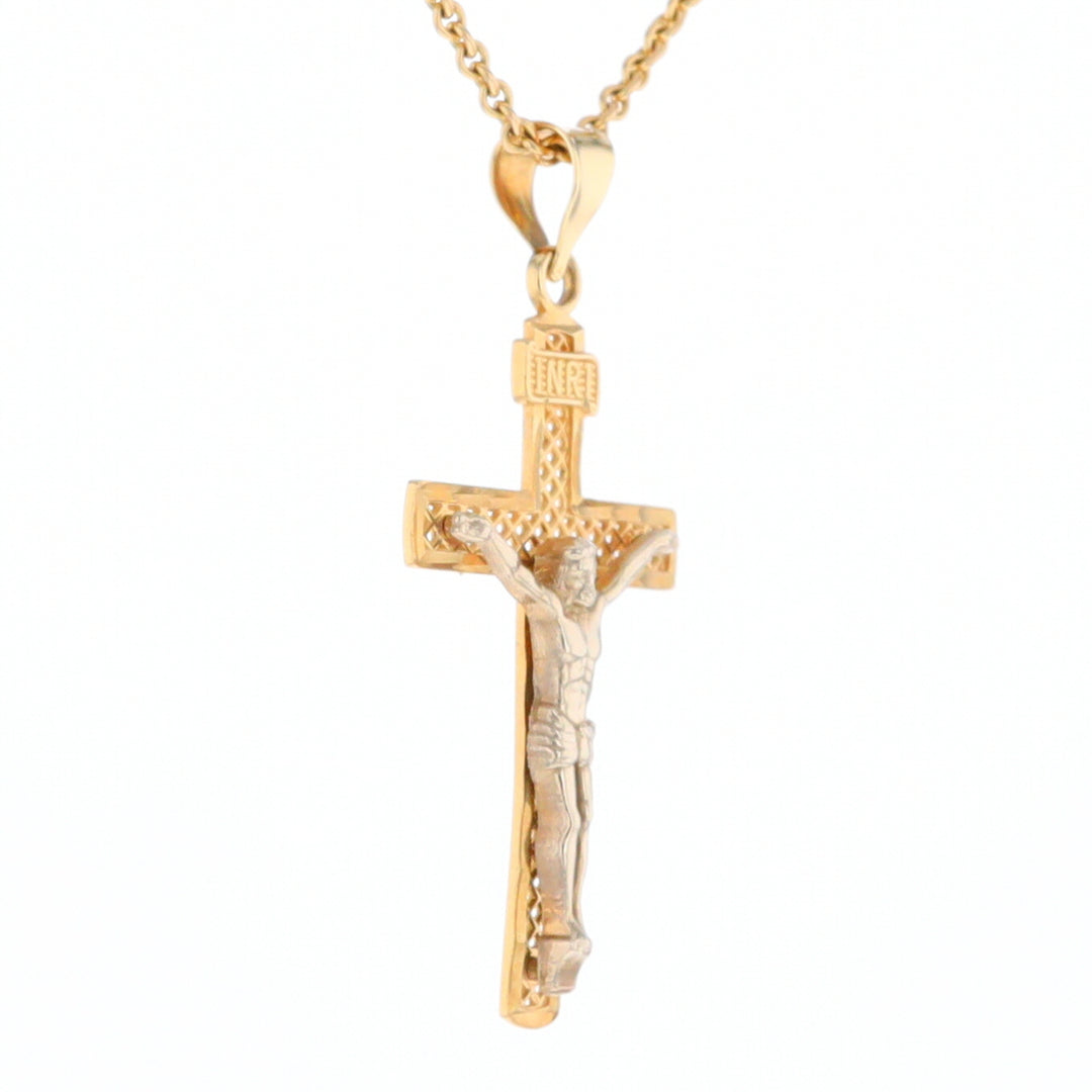 Two Tone Gold Crucifix Pendant