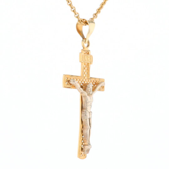 Two Tone Gold Crucifix Pendant