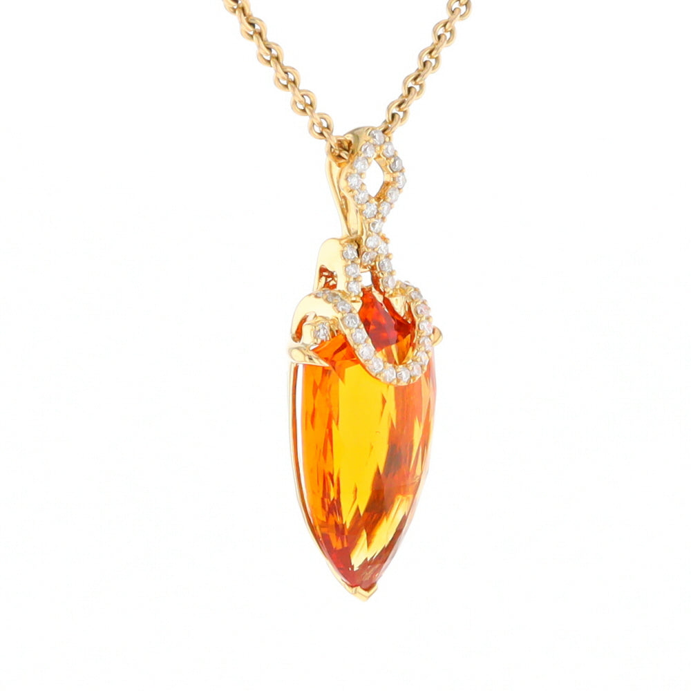 Citrine Pendant with Diamond Bail