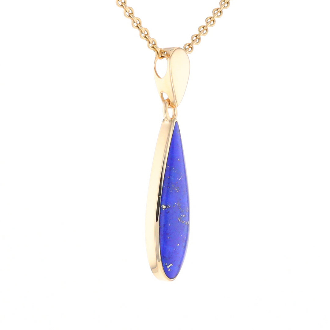 Lapis Tear Drop Inlaid Design Pendant