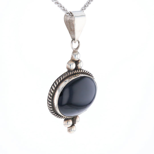 Bezel Set Onyx Beaded Pendant