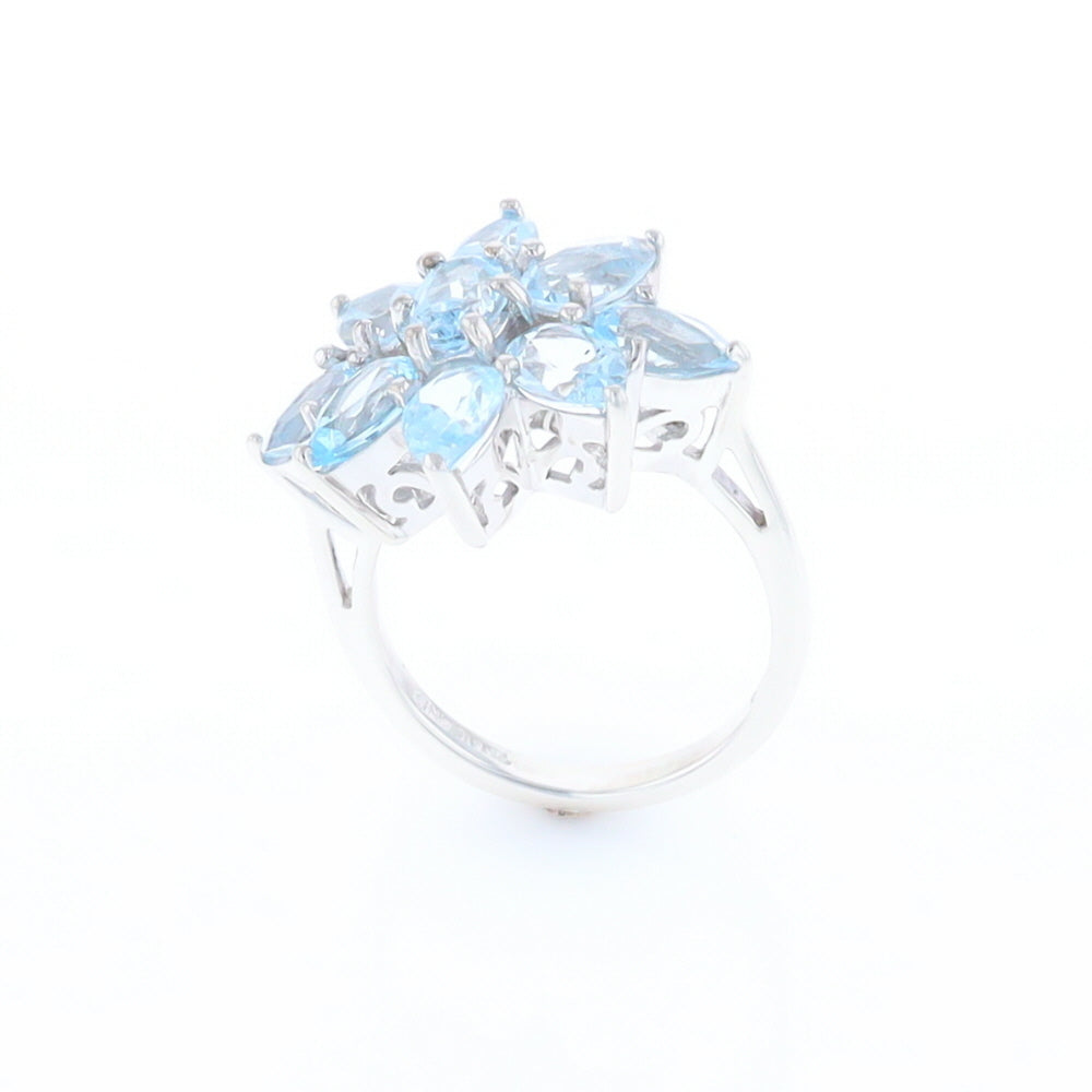 Blue Topaz Flower Ring