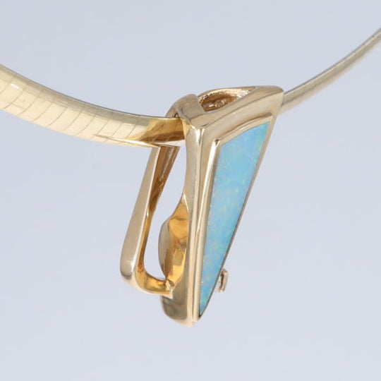 Opal Pendant Triangle Inlaid Design with .06ct Round Diamond